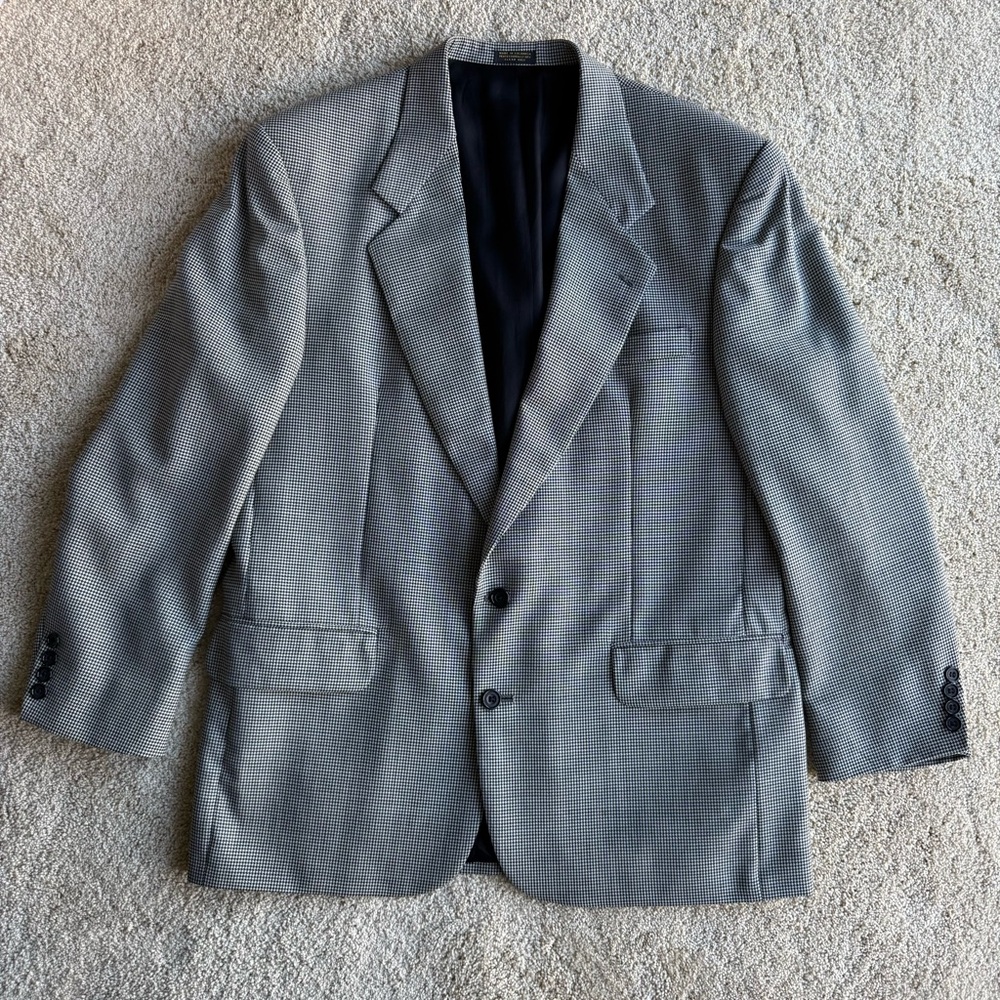 Oscar de la Renta Vintage Houndstooth Blazer Mens Tailored Jacket Classic